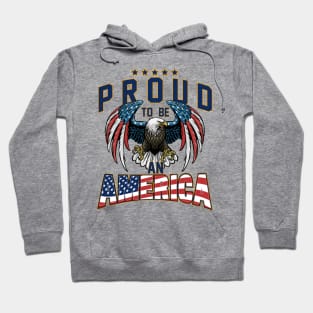 Proud To Be An American Graphic Eagle American Flag Ribbon Hoodie